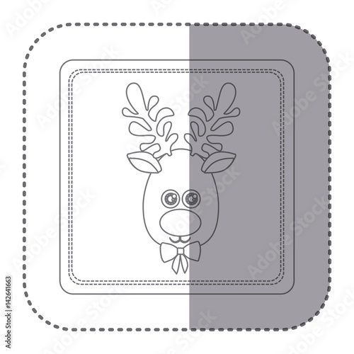 sticker of silhouette frame of christmas reindeer face vector illustration