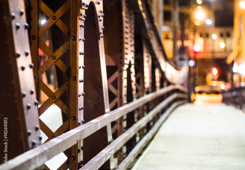 On Chicago Bridge with Shallow Deep of Field and Bokeh in the background