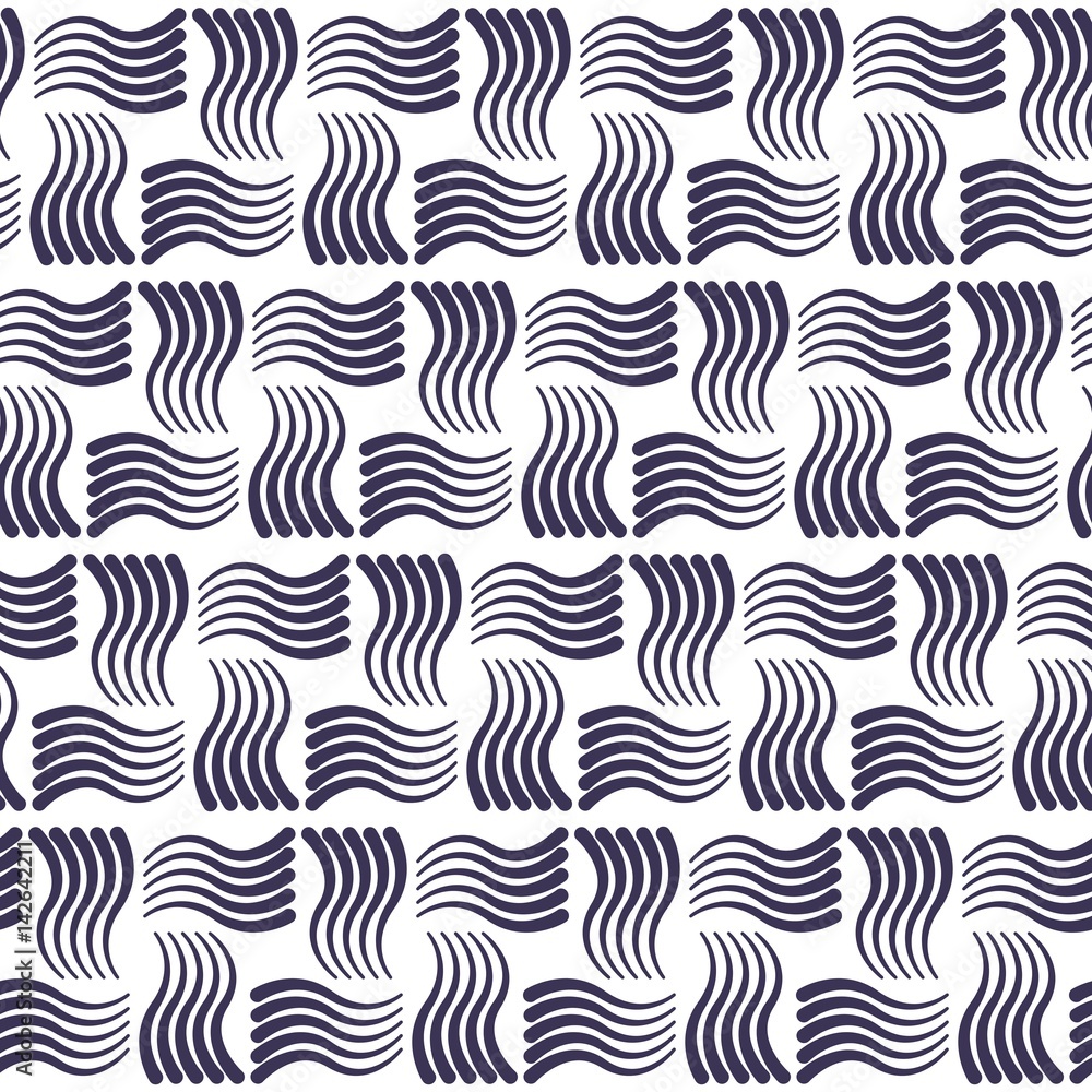 Black seamless wavy line pattern vector illustration. Abstract texture