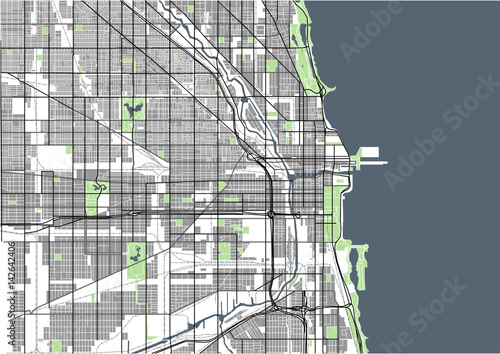 vector map of the city of Chicago, USA
