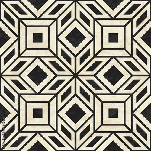 Antique marbled floor tiles, abstract geometric pattern, textured seamless vector illustration