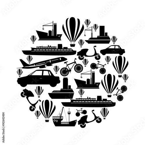 monochrome circular pattern formed by means transport vector illustration