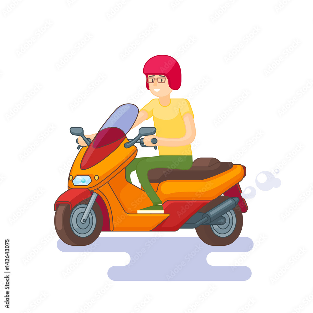 Colorful Scooter Flat Concept