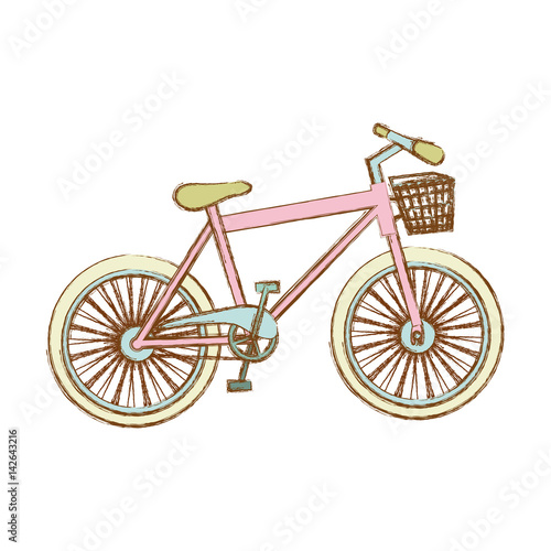 silhouette of bike of girl with basket illustration