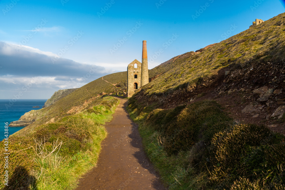 South west coast path and Towanroath shaft Engine House.