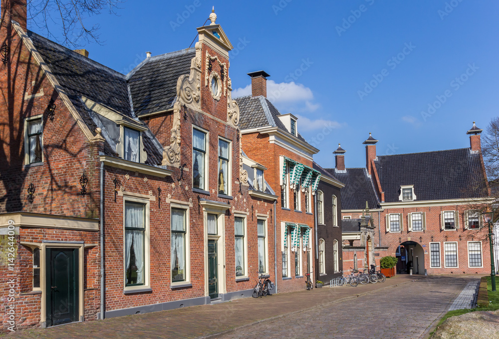 Street with old houses in the historical center of Groningen