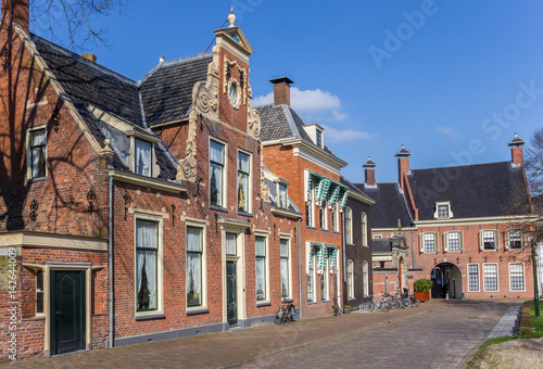 Street with old houses in the historical center of Groningen