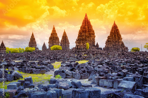 The ruins of Hindu temples Prambanan on Java island. Indonesia photo