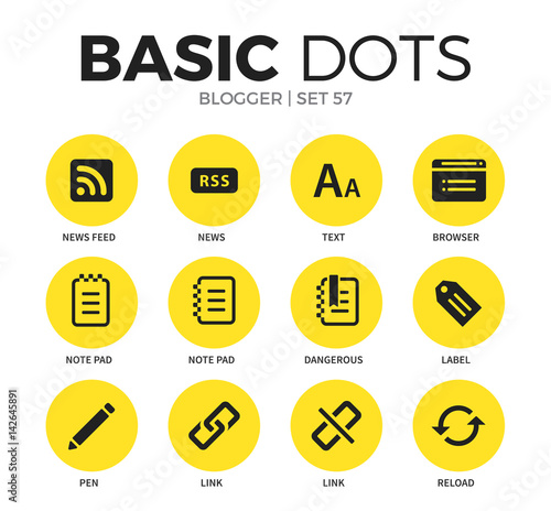 Blogger flat icons vector set