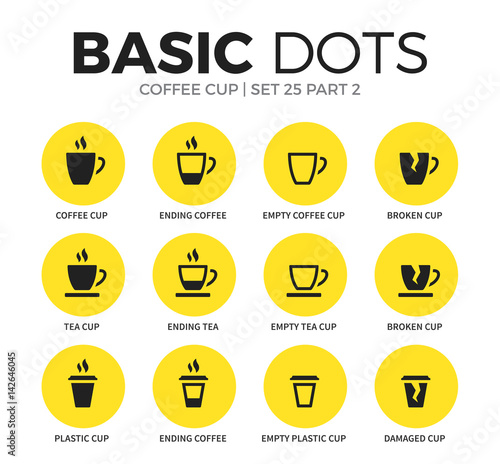 Coffee flat icons vector set