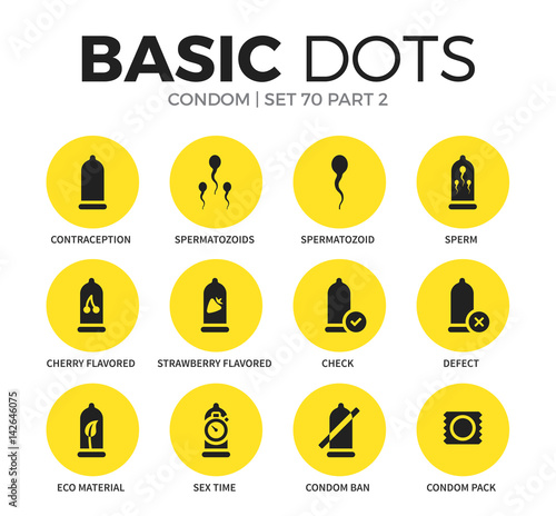 Condom flat icons vector set