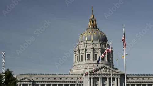 San Francisco city hall with the American flags