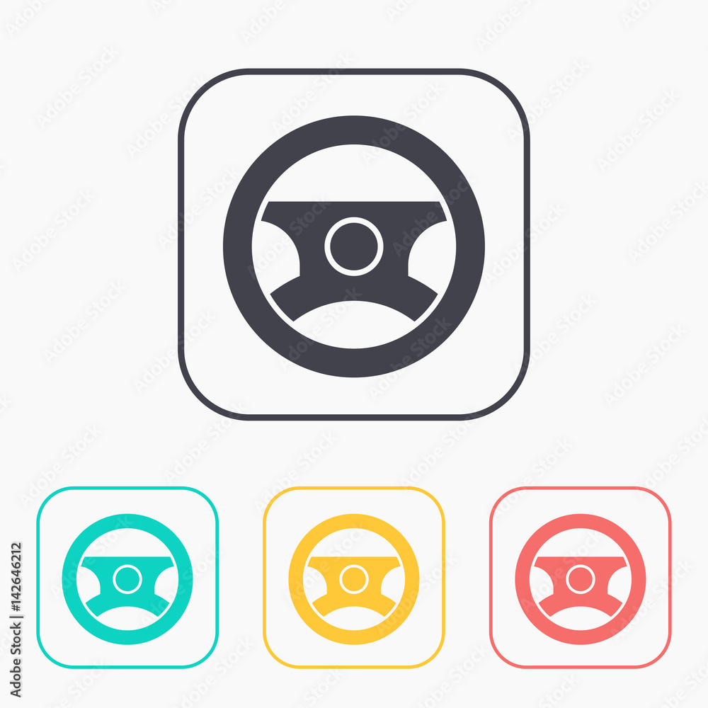Car steering wheel symbol vector hmi dashboard flat icon Car steering wheel symbol vector hmi dashboard flat icon