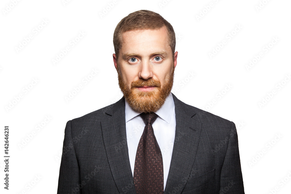 Bearded businessman looking at camera. studio shot isolated on white. Bearded businessman looking at camera. studio shot isolated on white.