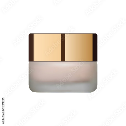 Gold cream Cosmetics bottle on White background