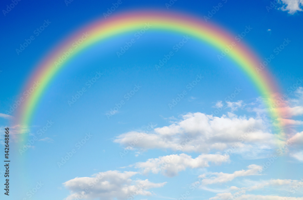 a blue sky rainbow background (clouds) .