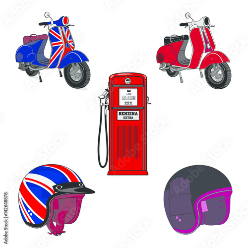 Vector illustration of vintage scooter