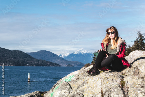 Girl at Whytecliff Park near Horseshoe Bay in West Vancouver, BC, Canada