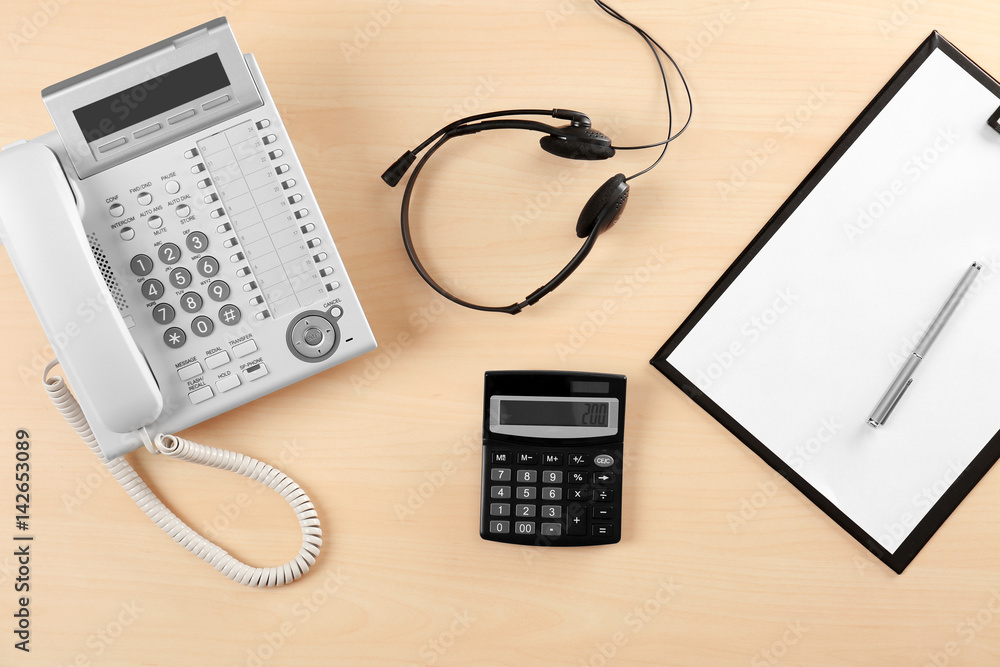 Workplace of technical support agent in office Workplace of technical support agent in office