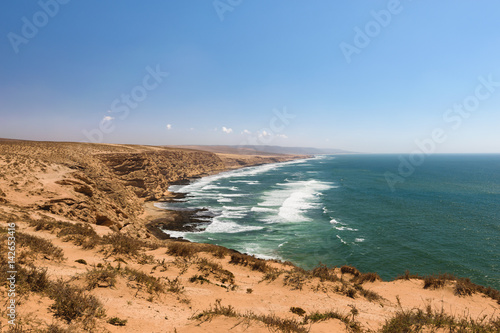 Rough colorful coastline, Atlantic, Morocco