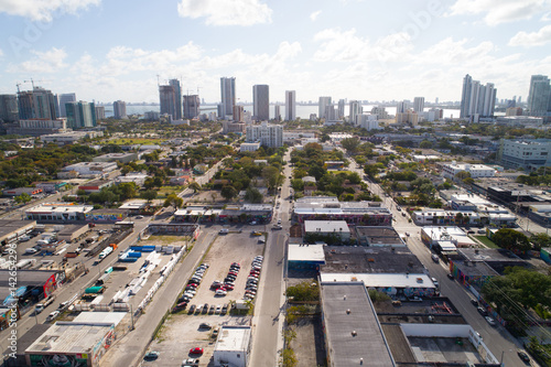 Aerial image of Wynwood Miami and Edgewater highrise buildings photo