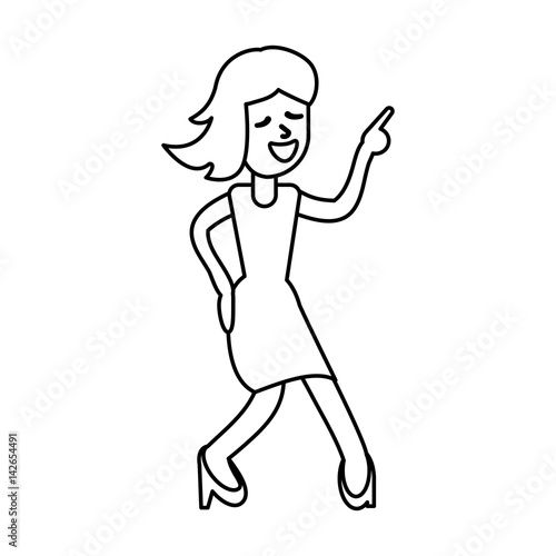 woman celebration dance cheerful outline vector illustration eps 10