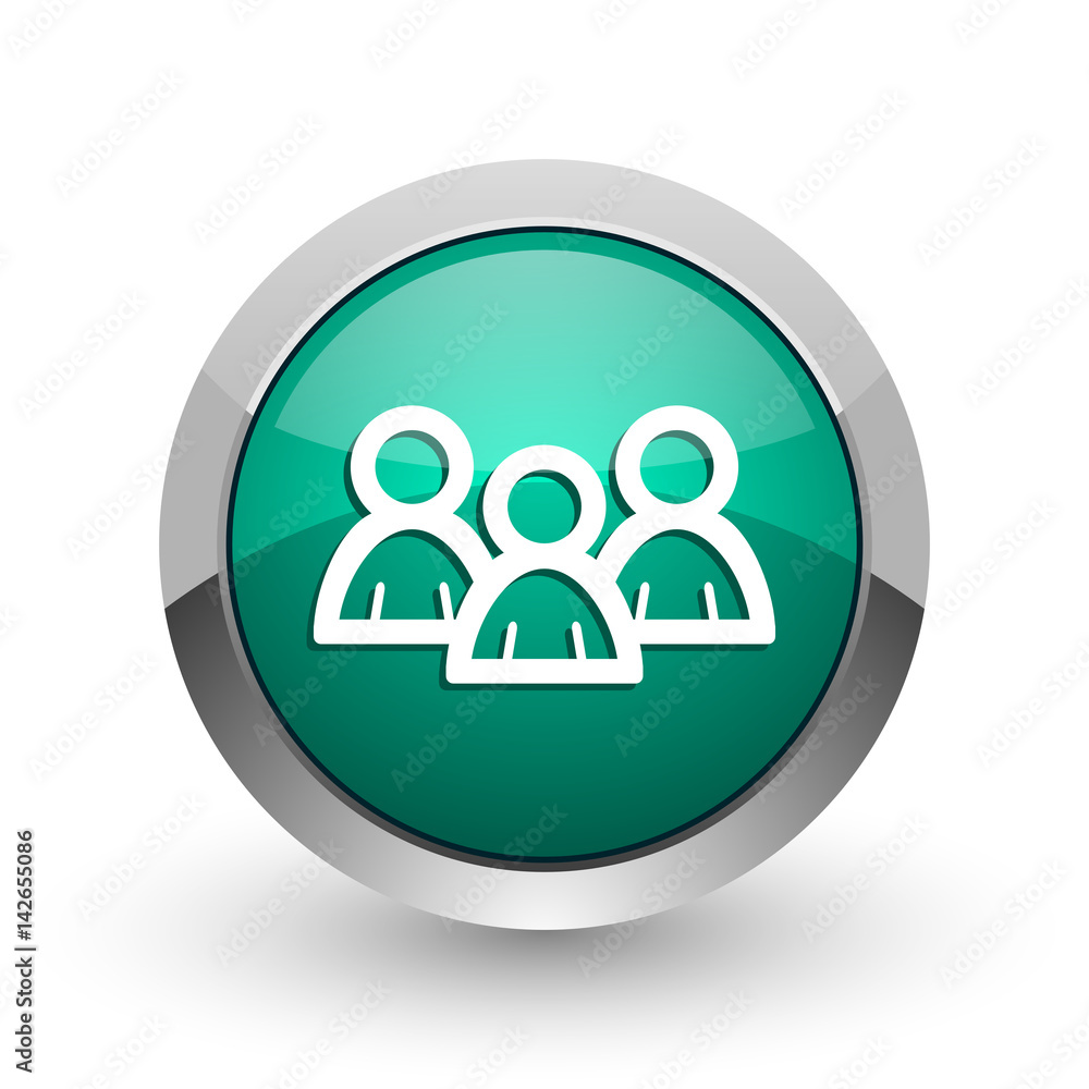 Forum silver metallic chrome web design green round internet icon with shadow on white background. Forum silver metallic chrome web design green round internet icon with shadow on white background.