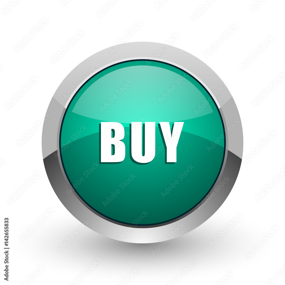 Buy silver metallic chrome web design green round internet icon with shadow on white background. Buy silver metallic chrome web design green round internet icon with shadow on white background.
