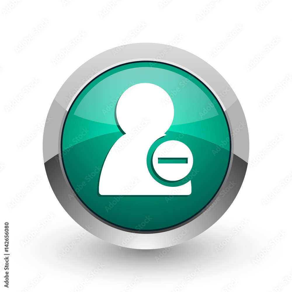 Remove contact silver metallic chrome web design green round internet icon with shadow on white background. Remove contact silver metallic chrome web design green round internet icon with shadow on white background.