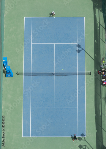Photography United arab Emirates, Dubai, 12/05/2015, ariel view from a hotel balcony of a tennis court , birds eye view