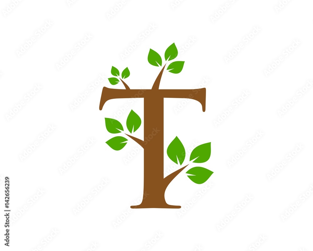 Fototapeta premium T leaf logo