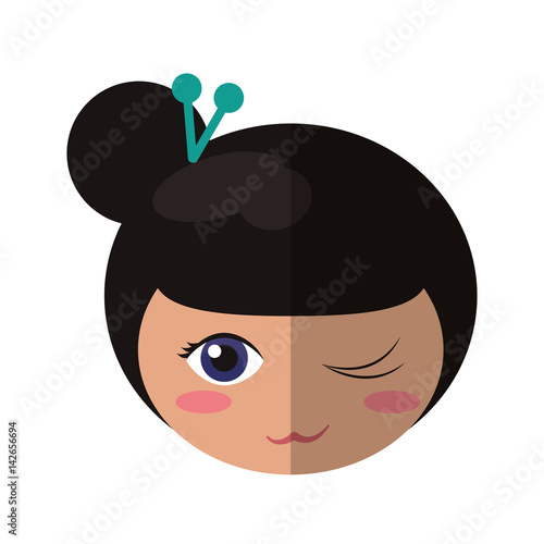 beauty face kokeshi souvenir decorative vector illustration eps 10