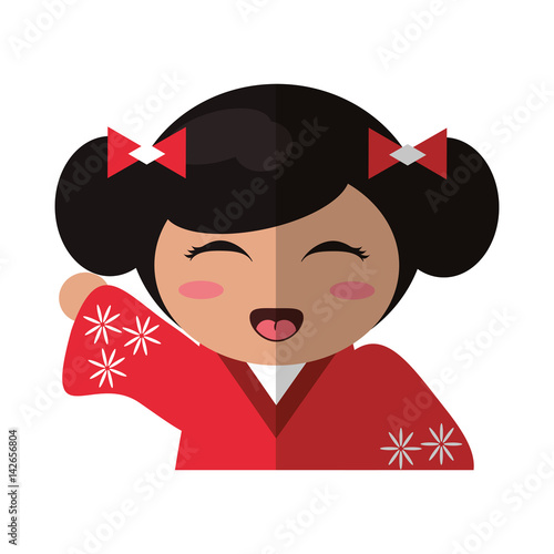 portrait doll kokeshi geisha girl vector illustration eps 10