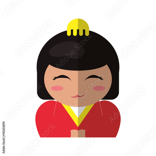 portrait doll kokeshi geisha girl vector illustration eps 10