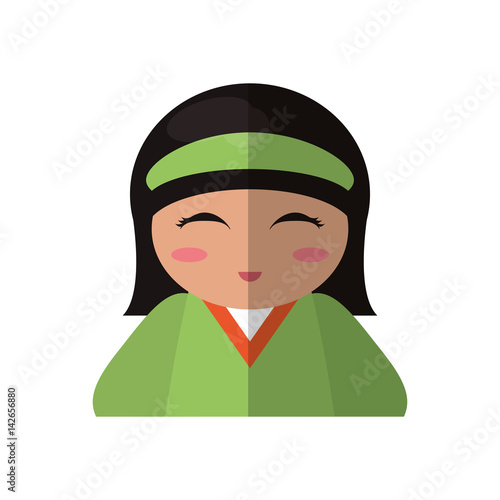 portrait doll kokeshi geisha girl vector illustration eps 10
