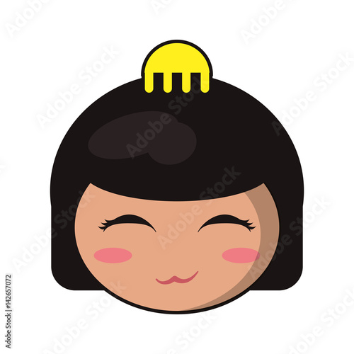 beauty face kokeshi girl japanese vector illustration eps 10