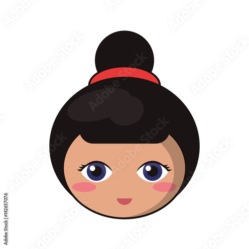 beauty face kokeshi girl japanese vector illustration eps 10