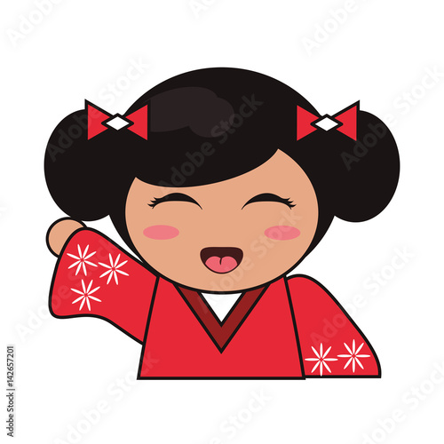 portrait doll kokeshi lovely vector illustration eps 10