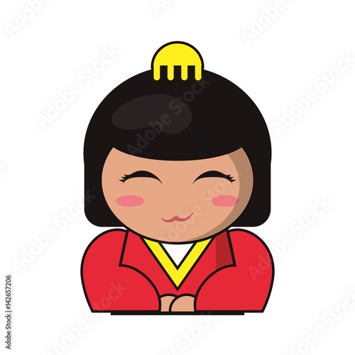 portrait doll kokeshi lovely vector illustration eps 10