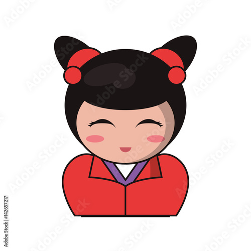 portrait doll kokeshi lovely vector illustration eps 10