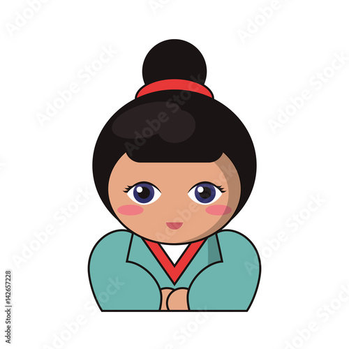 portrait doll kokeshi lovely vector illustration eps 10