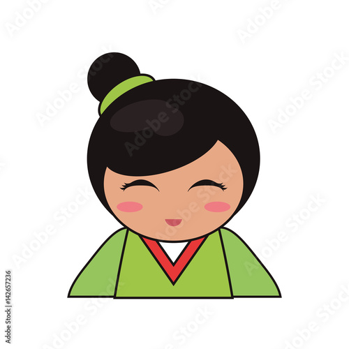 portrait doll kokeshi lovely vector illustration eps 10