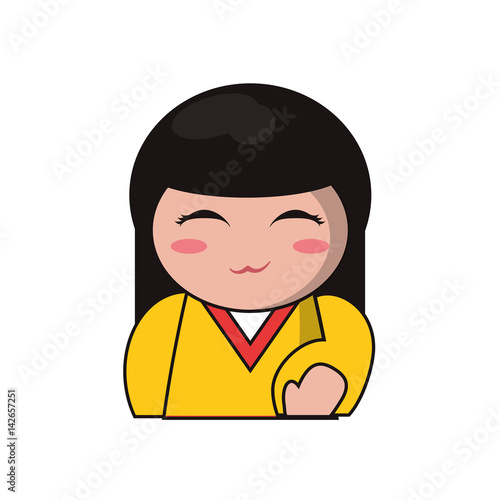portrait doll kokeshi lovely vector illustration eps 10
