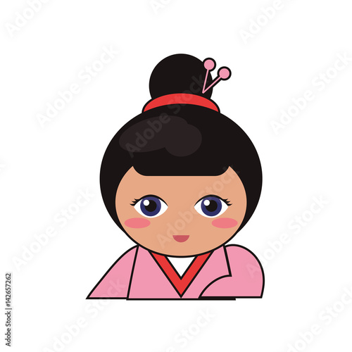 portrait doll kokeshi lovely vector illustration eps 10