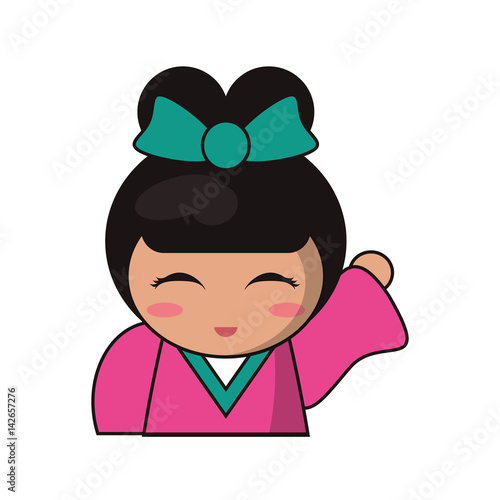 portrait doll kokeshi lovely vector illustration eps 10