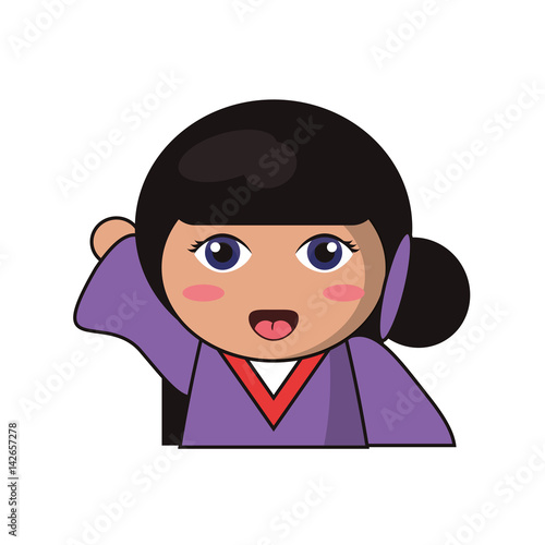 portrait doll kokeshi lovely vector illustration eps 10