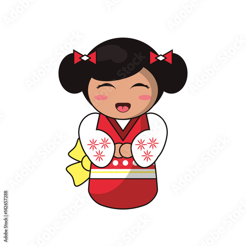 cute kokeshi doll tradition japanese vector illustration eps 10