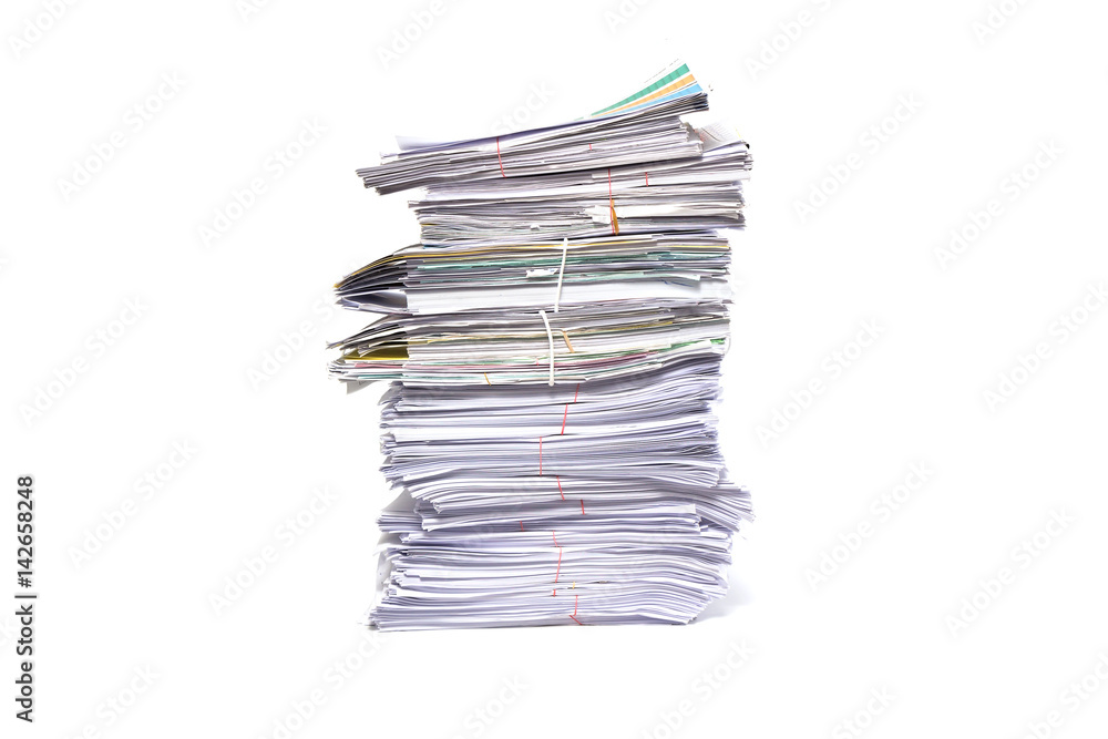 Stack of business papers isolated on white background Stack of business papers isolated on white background
