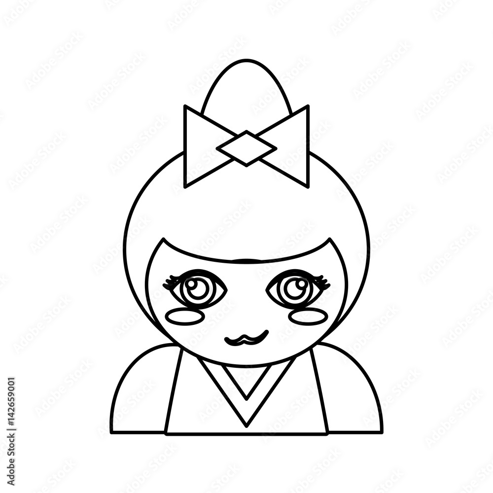 portrait kokeshi doll outline vector illustration eps 10 portrait kokeshi doll outline vector illustration eps 10