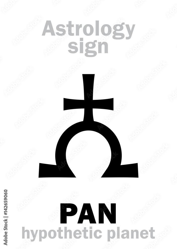 Astrology Alphabet: PAN, hypothetic giant planet on the edge of The Solar system. Hieroglyphics character sign (single symbol).